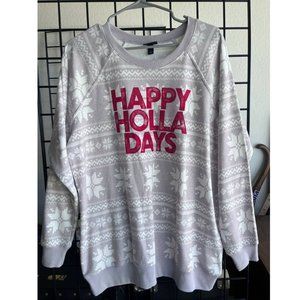 Unisex Sweatshirt Size Large White Pullover Christmas Holiday Crew Neck